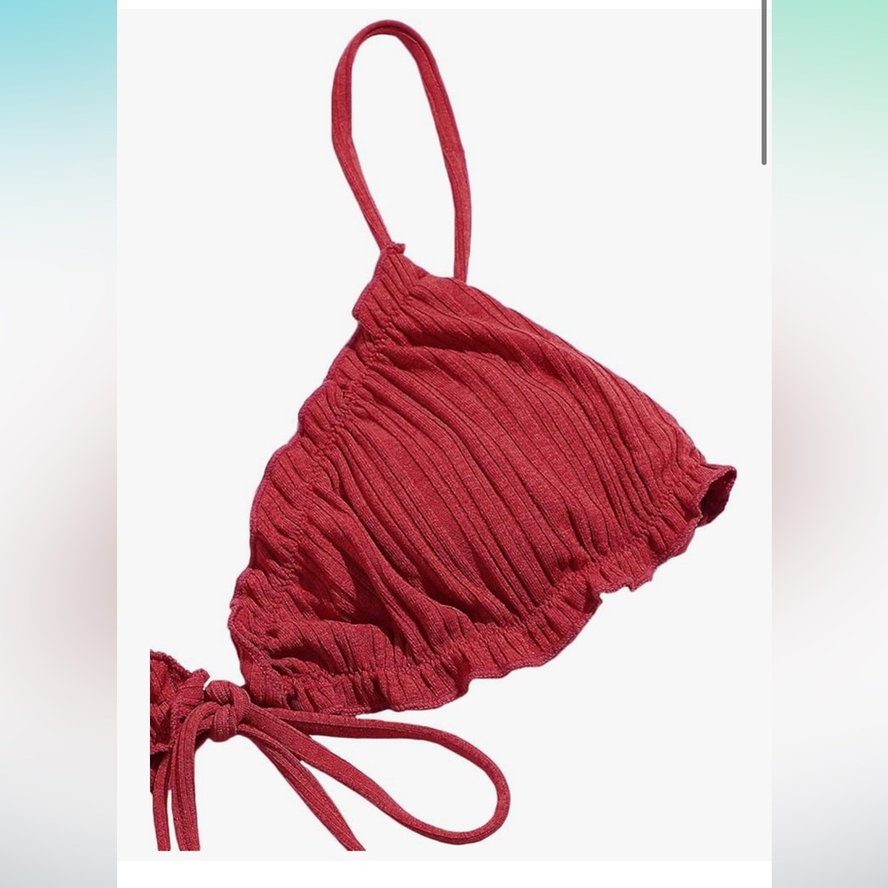 Red Ribbed Bikini Set - Picture 3 of 4
